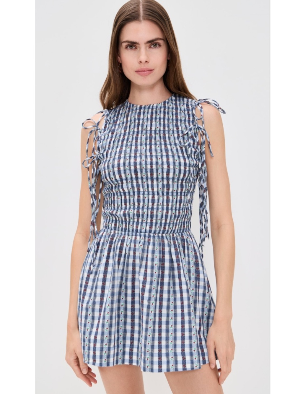 DAMSON MADDER Весса Organic Cotton Bubble Minidress SmockedTie-Shoulder S. 16